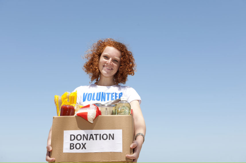 Woman holding donation box