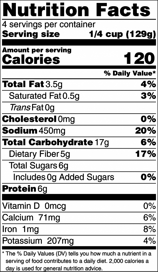 nutrition food label