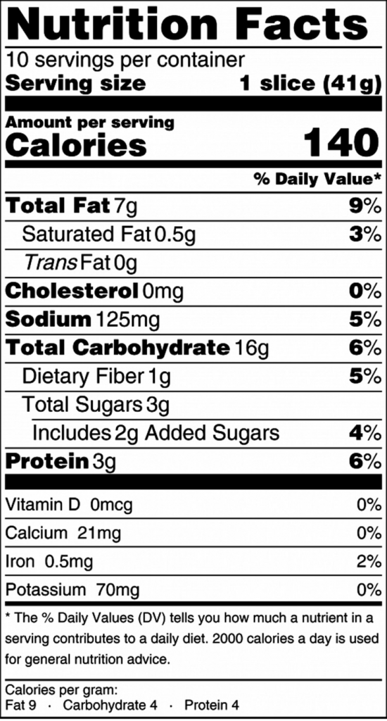 nutrition food label