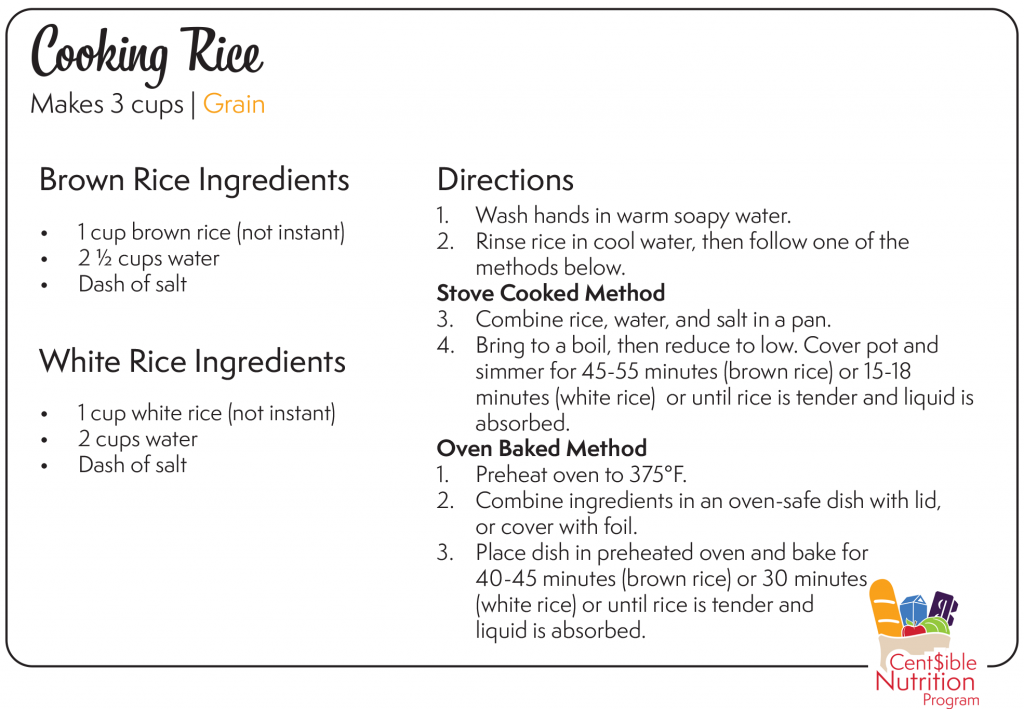 recipe for cooking dry rice - available as pdf