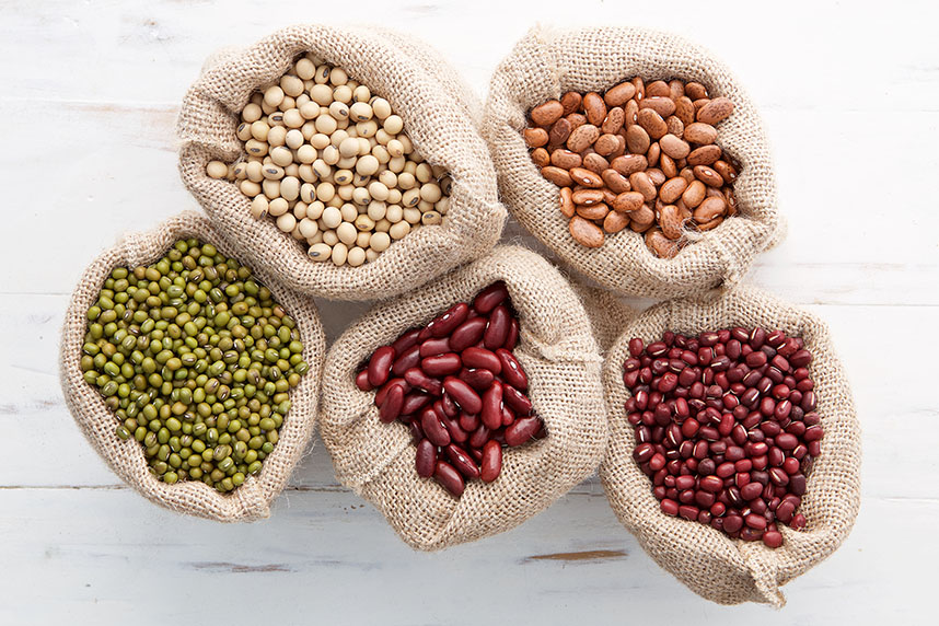 Burlap bags of dry beans