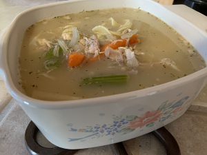 soup in white square bowl