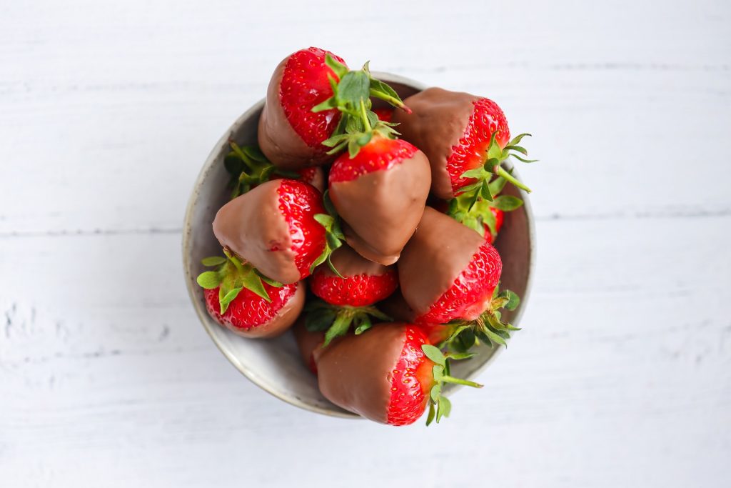 bowl of chocolate covered strawberries