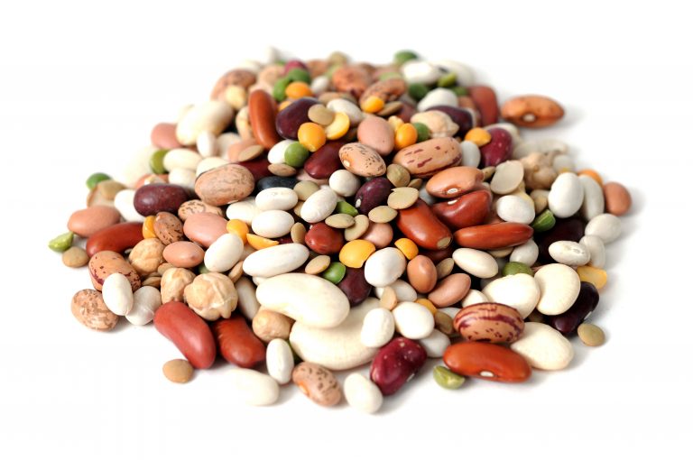 Variety of beans in a pile