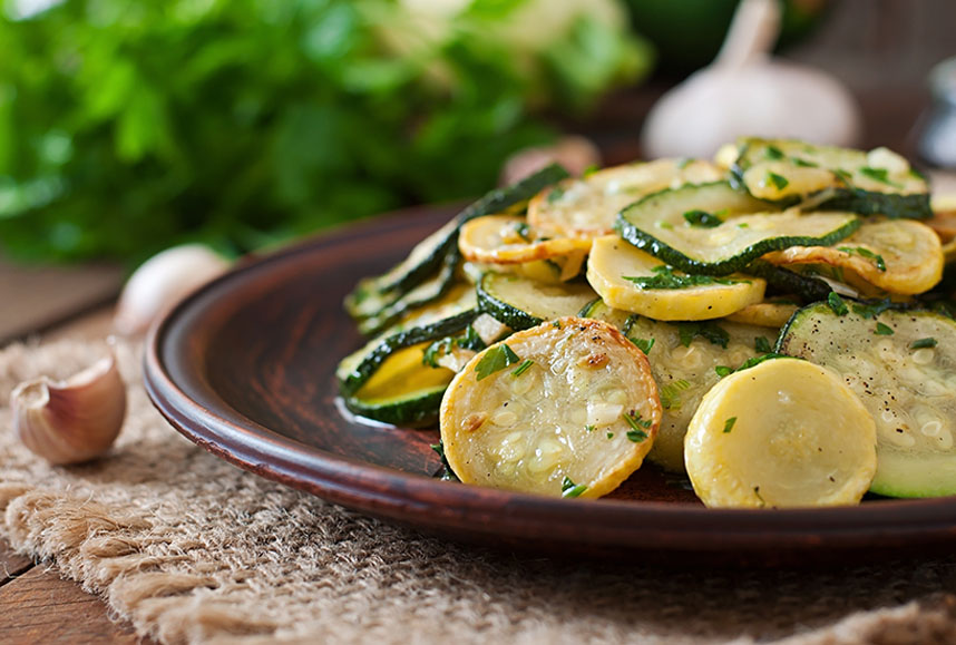 Sauteed summer squash on a plate