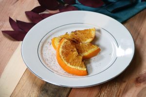 Cinnamon orange slices on a plate