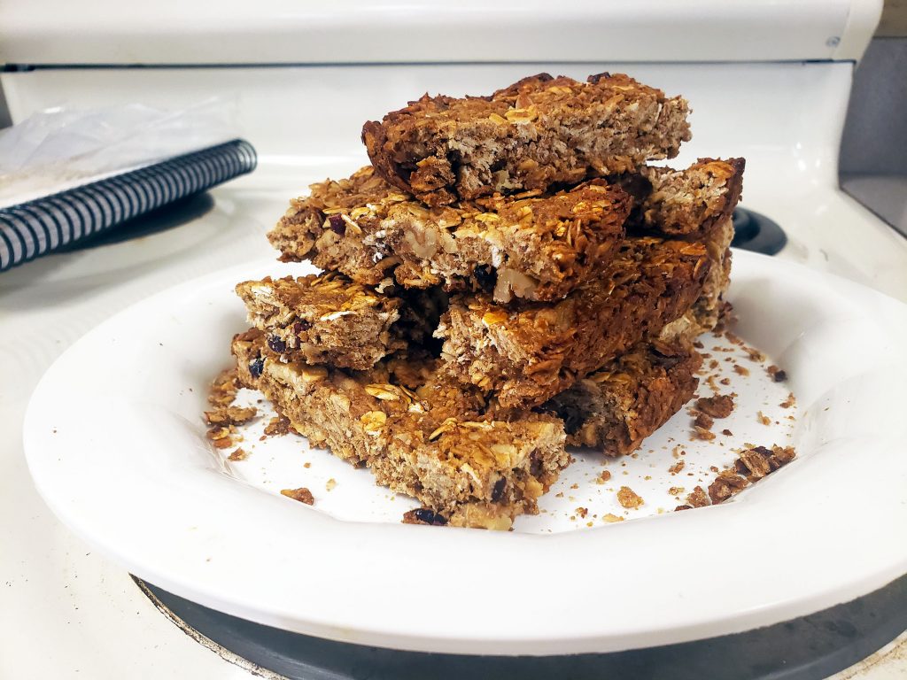 Homemade granola bars on a plate