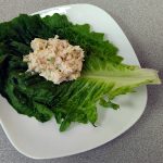 Chicken salad on a lettuce leaf