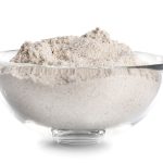 glass bowl full of flour mix