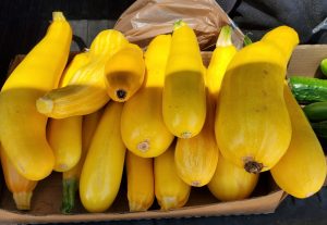 A pile of yellow summer squash